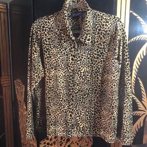 Liz Claiborne Animal Print Velour Top -Size L